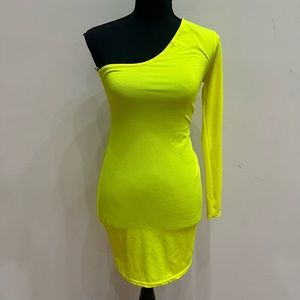 PARISIAN Neon Yellow One-Shoulder Dress